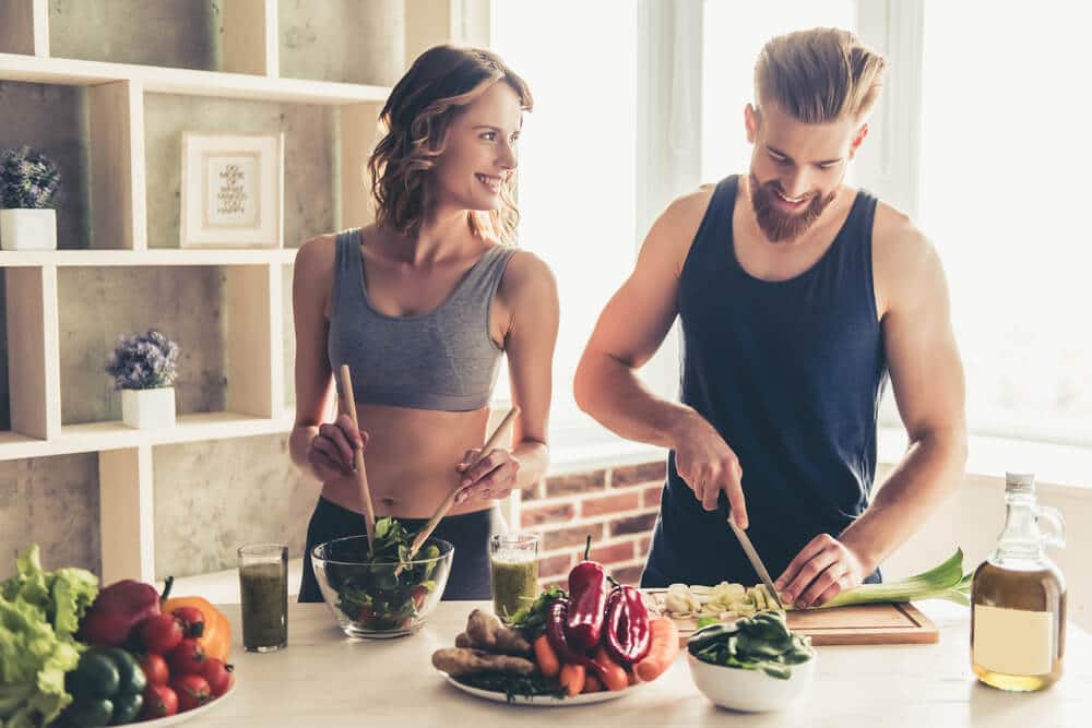 Man and Woman cooking together